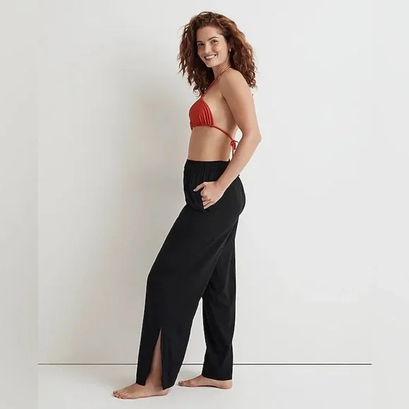 NWT Madewell Drawstring Wide-Leg Pants in black - Picture 3 of 15